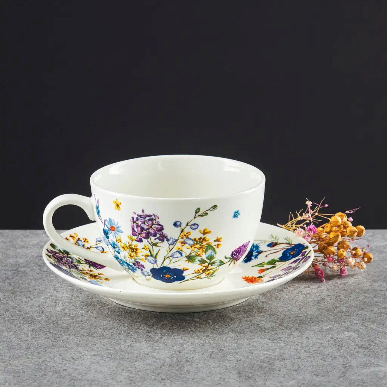 Set pentru ceai sau cafea 12 piese Fiori, Ambition, 200 ml, portelan, multicolor - imagine 6